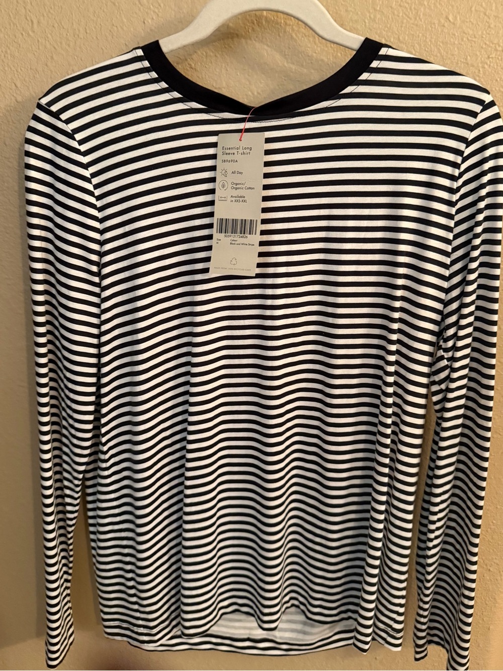 Sweaty Betty Black & White Striped Long Sleeve Tee